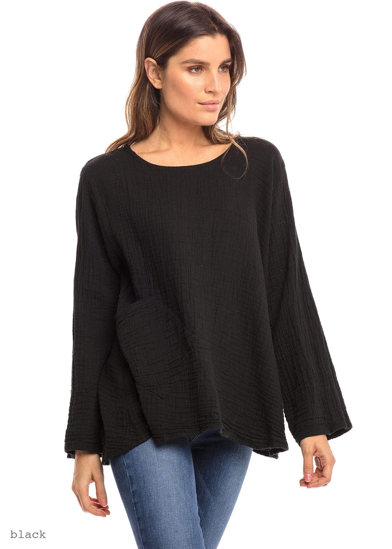 トップス THE SHISHIKUI COTTON NEP LONG TEE BLACK COTTON JERSEY SEVENTH SLEEVE HOODIE – THE SHOP YOHJI YAMAMOTO