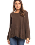Nusantara top Chocolate / Small/Medium Thai Cotton Long Sleeve Boxy Top