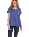 Nusantara top Cornflower / Small/Medium Thai Cotton One Pocket Boxy Top
