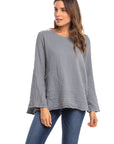 Nusantara top Dove / Small/Medium Thai Cotton Long Sleeve Boxy Top