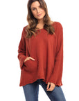 Nusantara top Rust / Small/Medium Thai Cotton Long Sleeve Boxy Top