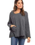 Nusantara top Smoked Pearl / Small/Medium Thai Cotton Long Sleeve Boxy Top