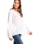 Nusantara top White / Small/Medium Thai Cotton Long Sleeve Boxy Top