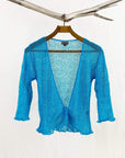 Tanami shawl Blue Atoll Lightweight Knit Cross Front Shrug