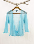 Tanami shawl Fair Aqua Lightweight Knit Cross Front Shrug
