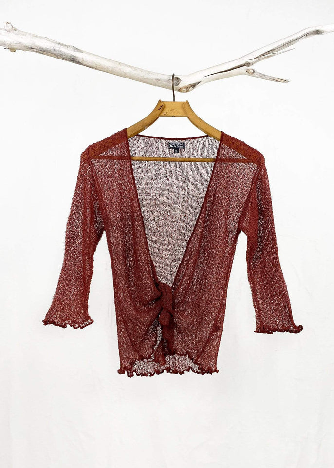 Tanami shawl Mahogany Lightweight Knit Cross Front Shrug