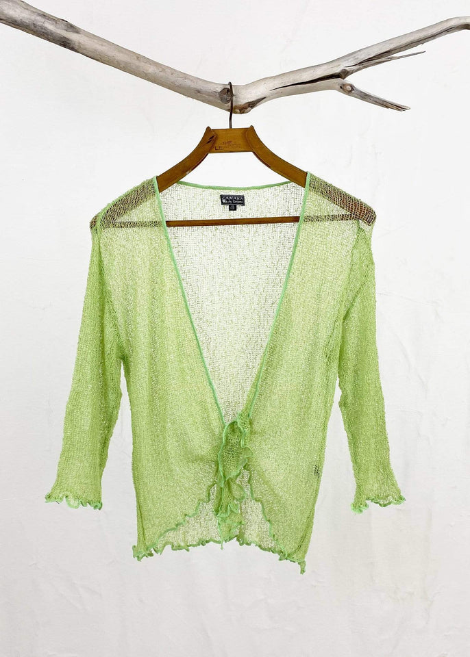 Tanami shawl Sage Green Lightweight Knit Cross Front Shrug