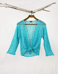 Tanami Sweater Blue Atoll Tanami Tie Front Popcorn Sweater Shrug