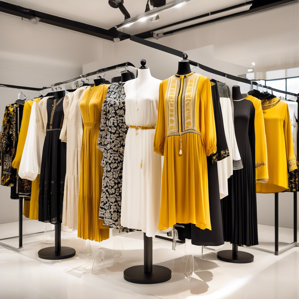 A stylish display of colorful tunics in various designs on mannequins, showcasing options to elevate everyday style.