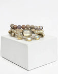 Ava Capri Bracelet Ava 3 row mossy agate & ivory champagne Bracelet set