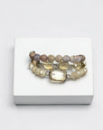 Ava Capri Bracelet Ava 3 row mossy agate & ivory champagne Bracelet set