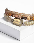 Ava Capri Bracelet Genevieve ivory and Jasper 3 Bracelet set 7.5 inch
