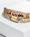 Ava Capri Bracelet Genevieve ivory and Jasper 3 Bracelet set 7.5 inch