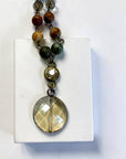 Ava Capri Necklace 20" mixed jasper necklace with round faceted pendant