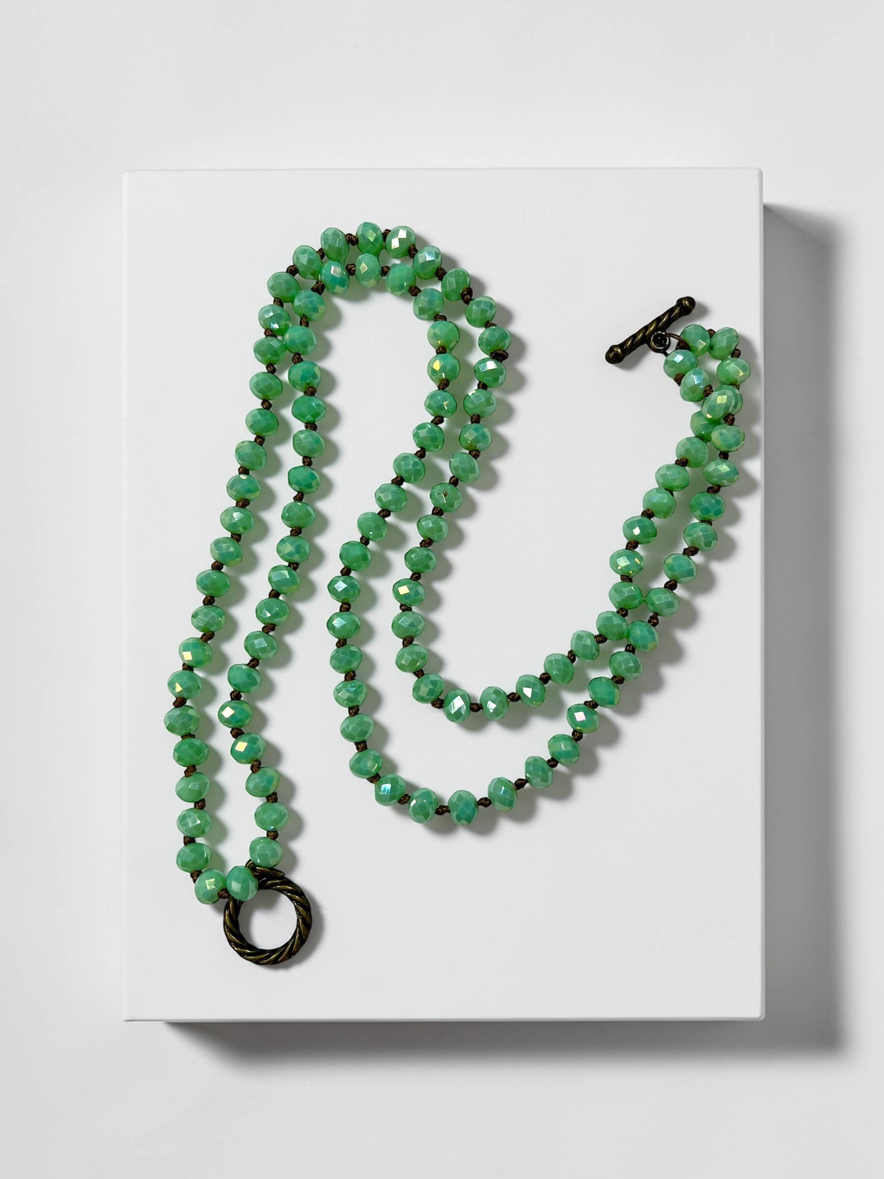 Ava Capri Necklace Hand knotted 18" double layer toggle necklace