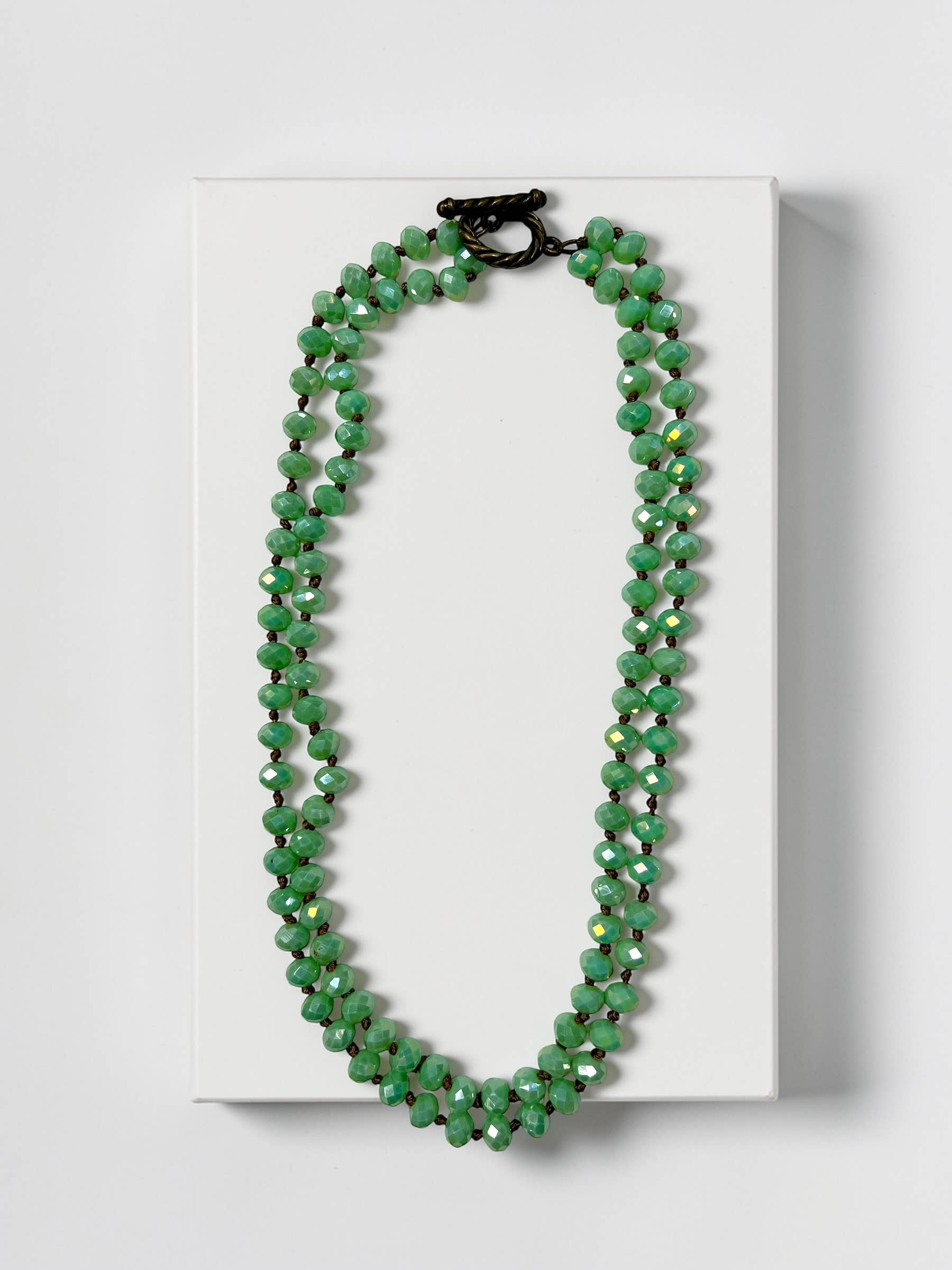 Ava Capri Necklace Hand knotted 18" double layer toggle necklace