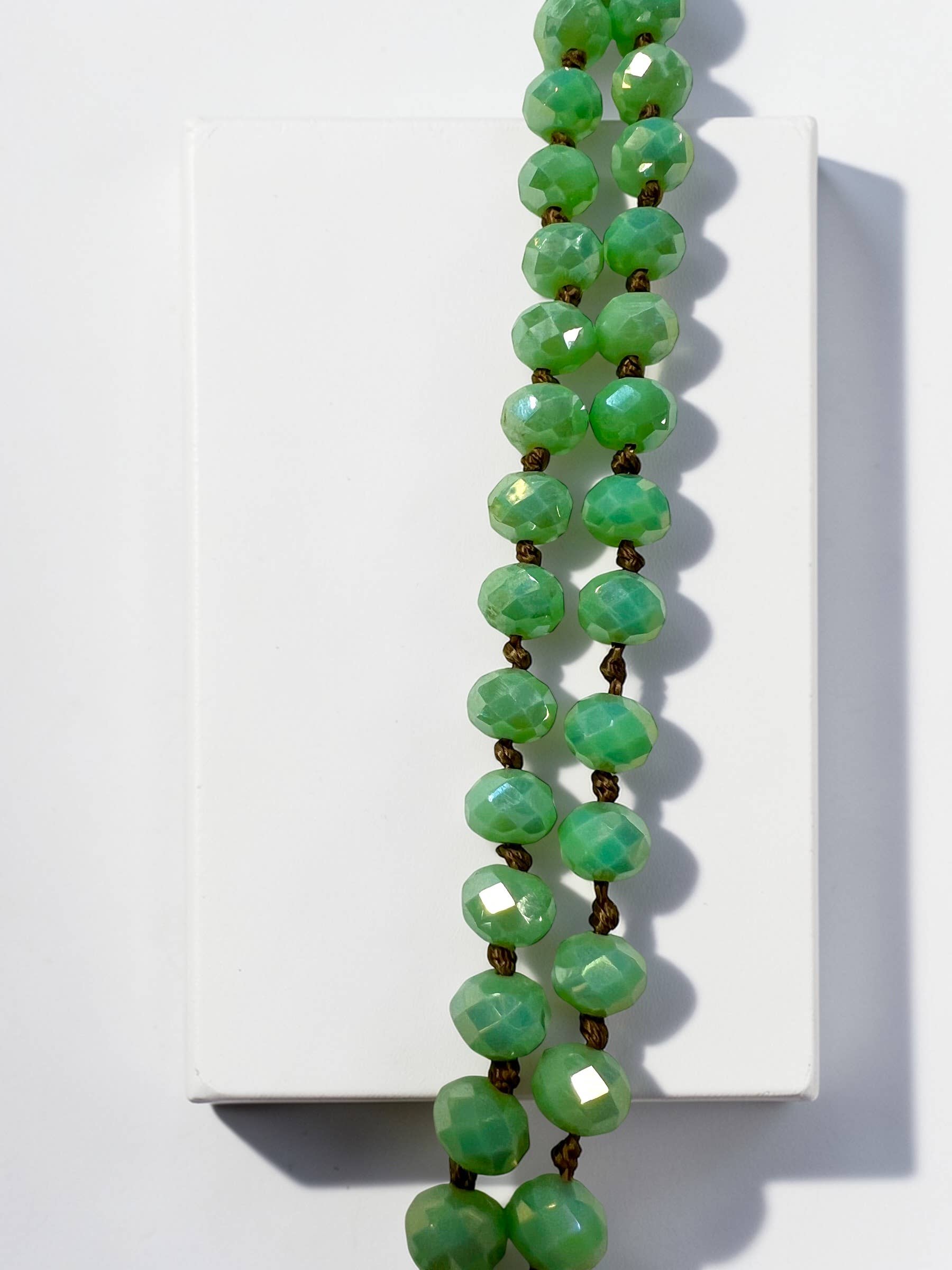 Ava Capri Necklace Hand knotted 18" double layer toggle necklace