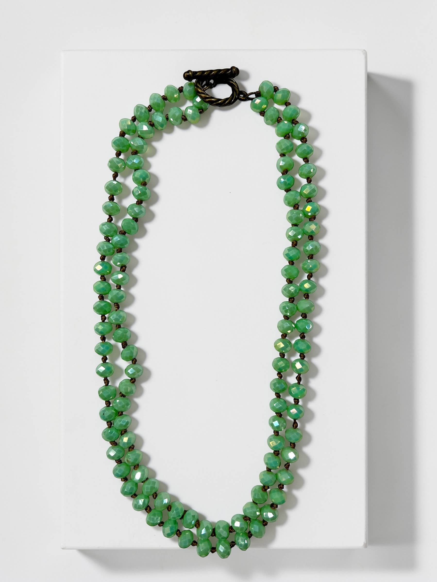 Ava Capri Necklace Hand knotted 18" double layer toggle necklace