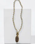 Ava Capri Necklace Jasper Pendant 20" toggle necklace