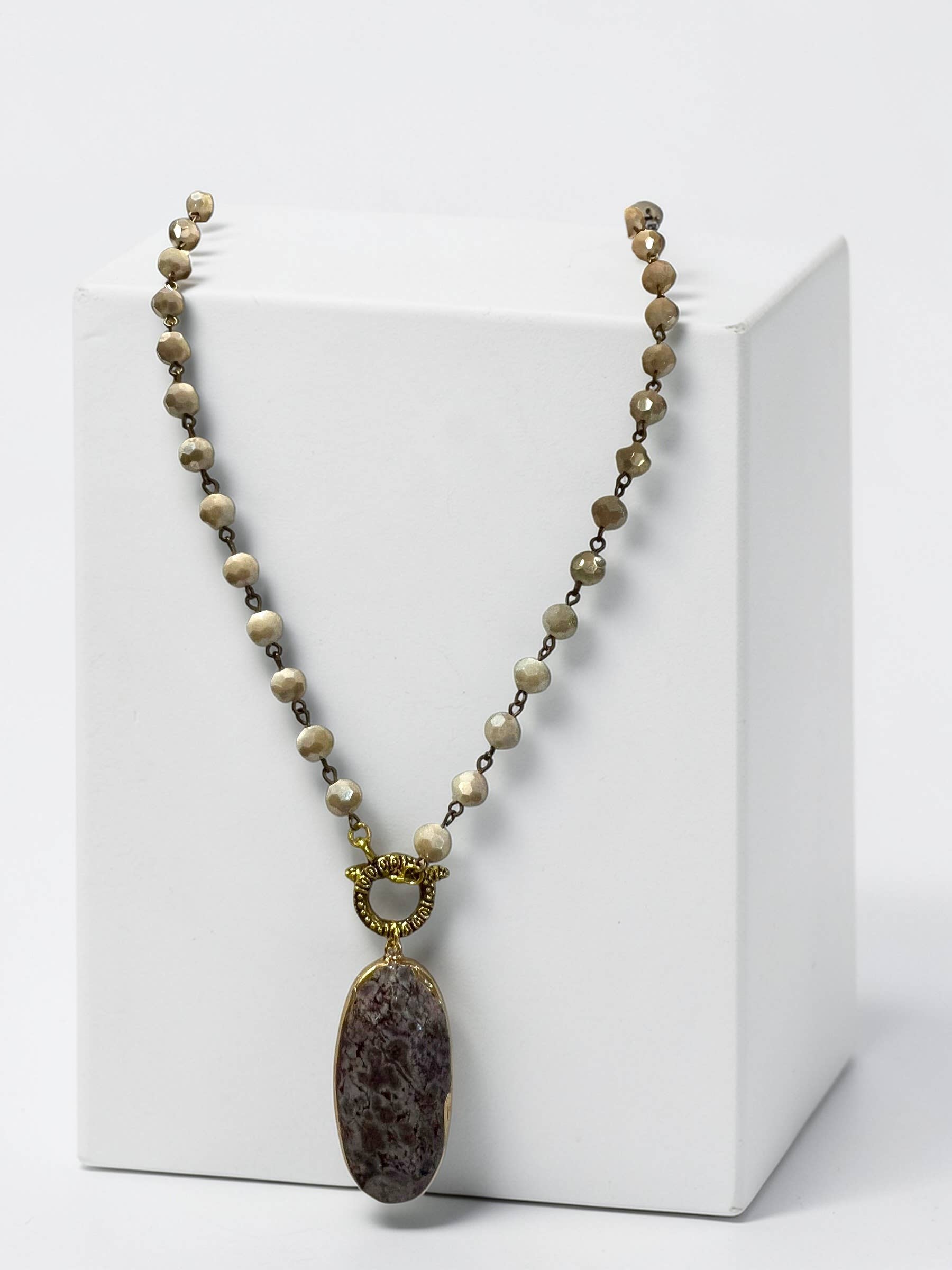 Ava Capri Necklace Jasper Pendant 20" toggle necklace