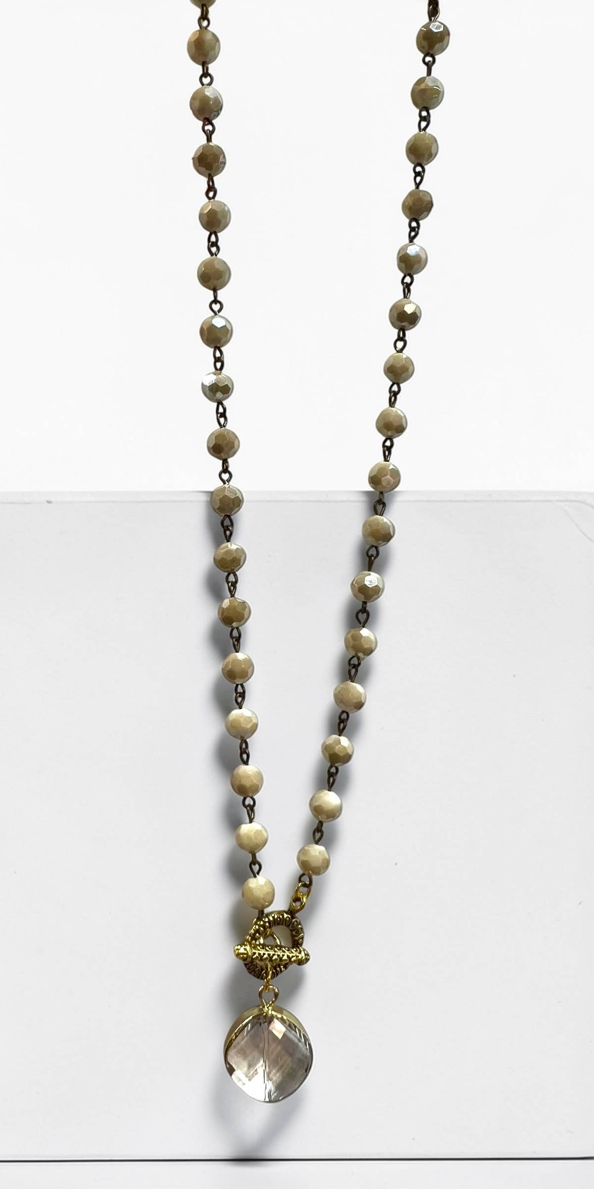 Ava Capri Necklace Jenna toggled 20" ivory Necklace with faceted pendant