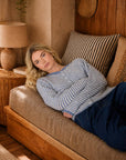 Blu Pepper Cardigan STRIPE RAW EDGE DROP SHOULDER KNIT CARDIGAN