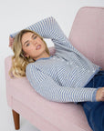 Blu Pepper Cardigan STRIPE RAW EDGE DROP SHOULDER KNIT CARDIGAN