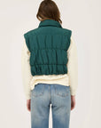 Blu Pepper HUNTER GREEN CROPPED ZIP UP CARGO PUFFER VEST