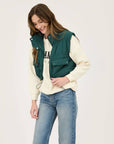 Blu Pepper HUNTER GREEN CROPPED ZIP UP CARGO PUFFER VEST