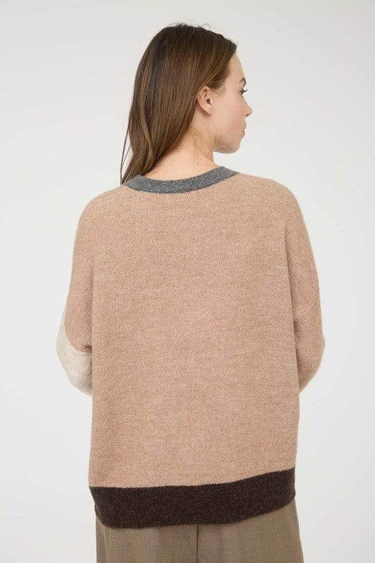 Blu Pepper Sweater Colorblock Front Seam Long Sleeve Knit Sweater