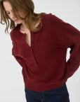 Blu Pepper Sweater Redwood / Small Raglan Long Sleeve Henley Sweater