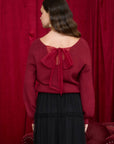 Blu Pepper V NECK DROP SHOULDER BACK BOW TIE DETAIL SWEATER