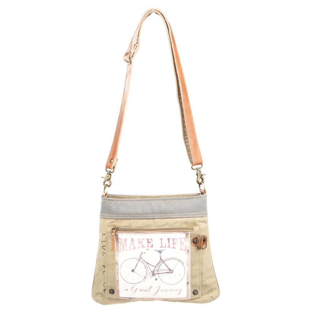 Clea Ray Canvas Bags & Clothing Bags Make Life A Journey Shoulder/Crossbody Bag