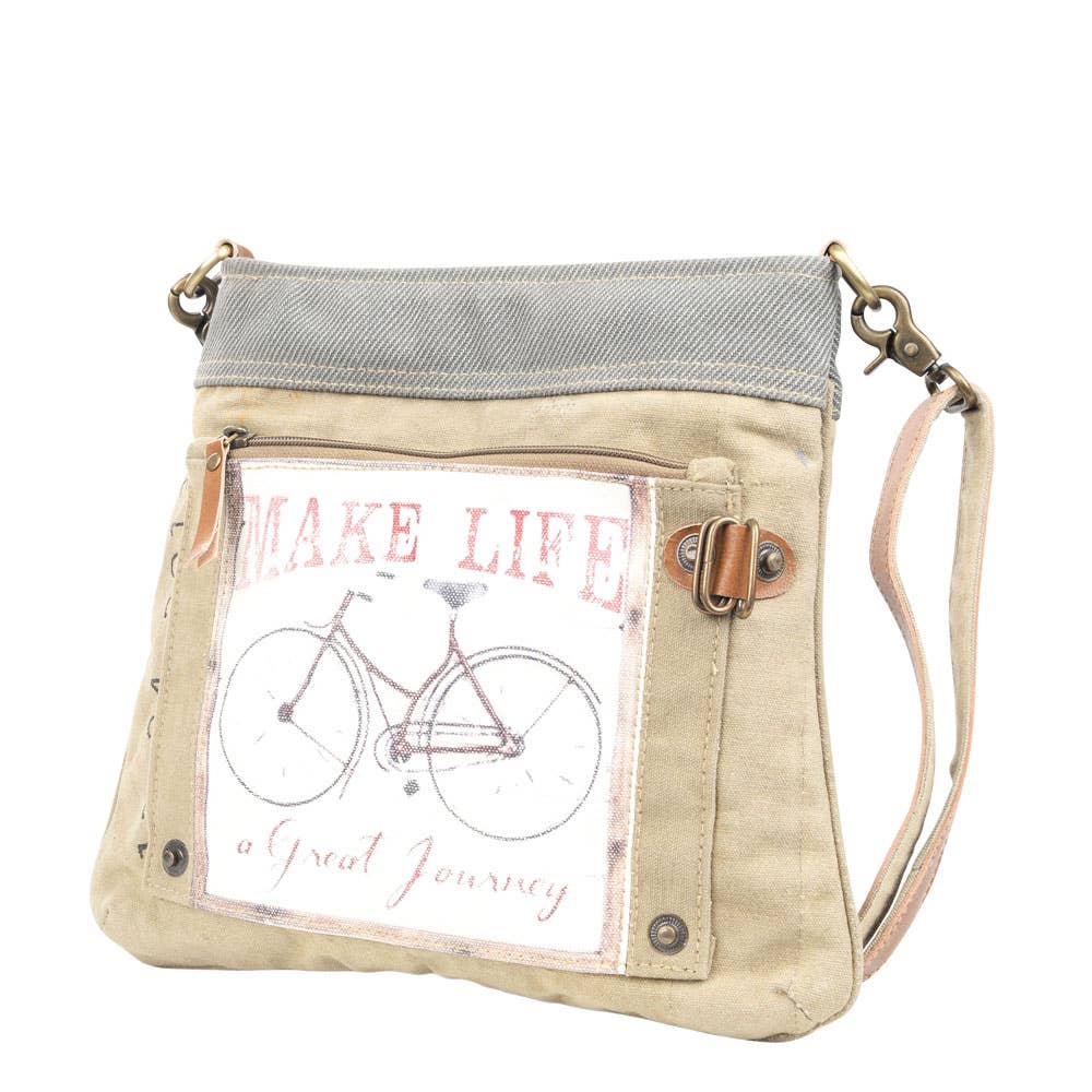 Clea Ray Canvas Bags & Clothing Bags Make Life A Journey Shoulder/Crossbody Bag