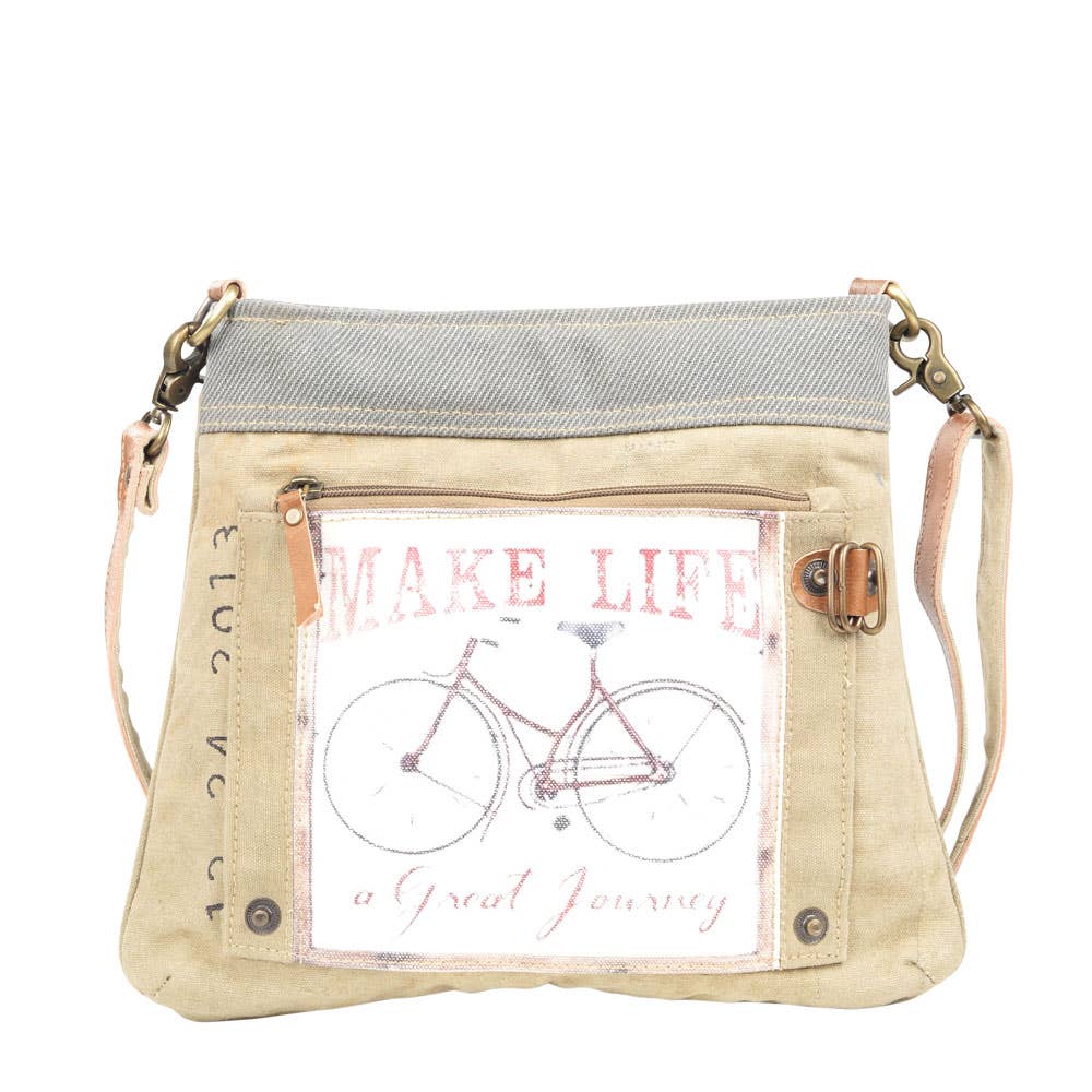 Clea Ray Canvas Bags & Clothing Bags Make Life A Journey Shoulder/Crossbody Bag