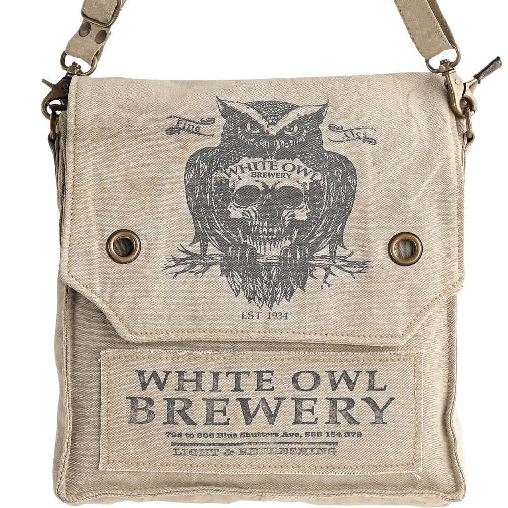 Clea Ray Canvas Bags & Clothing Bags WHITE OWL BREWERY  SHOULDER/CROSSBODY BAG