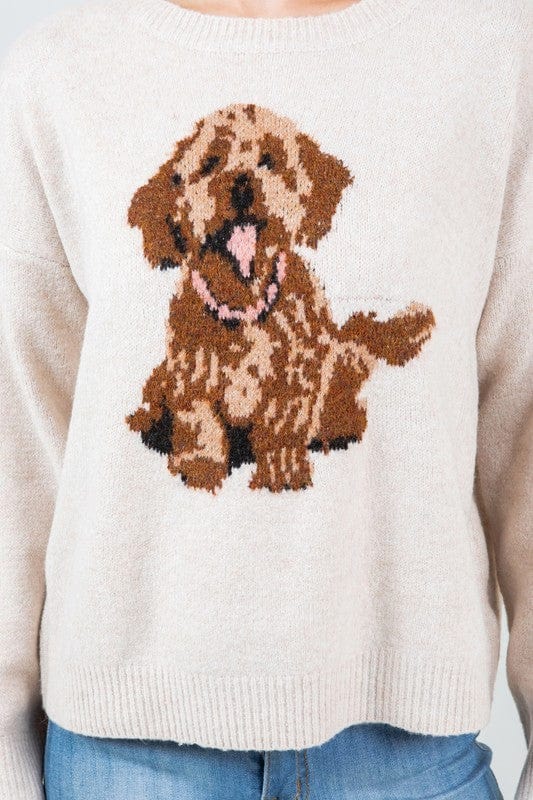 Dreamers Sweater Dog Print Pullover
