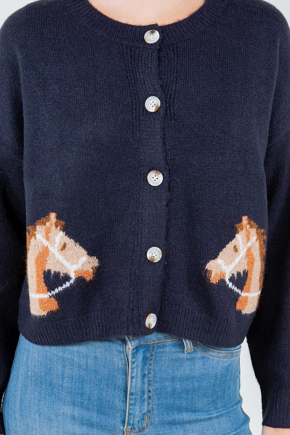 Dreamers Sweater Horse Head Button Up Cardigan