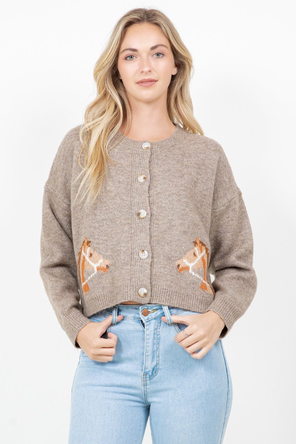 Dreamers Sweater Mocha / Small/Medium Horse Head Button Up Cardigan