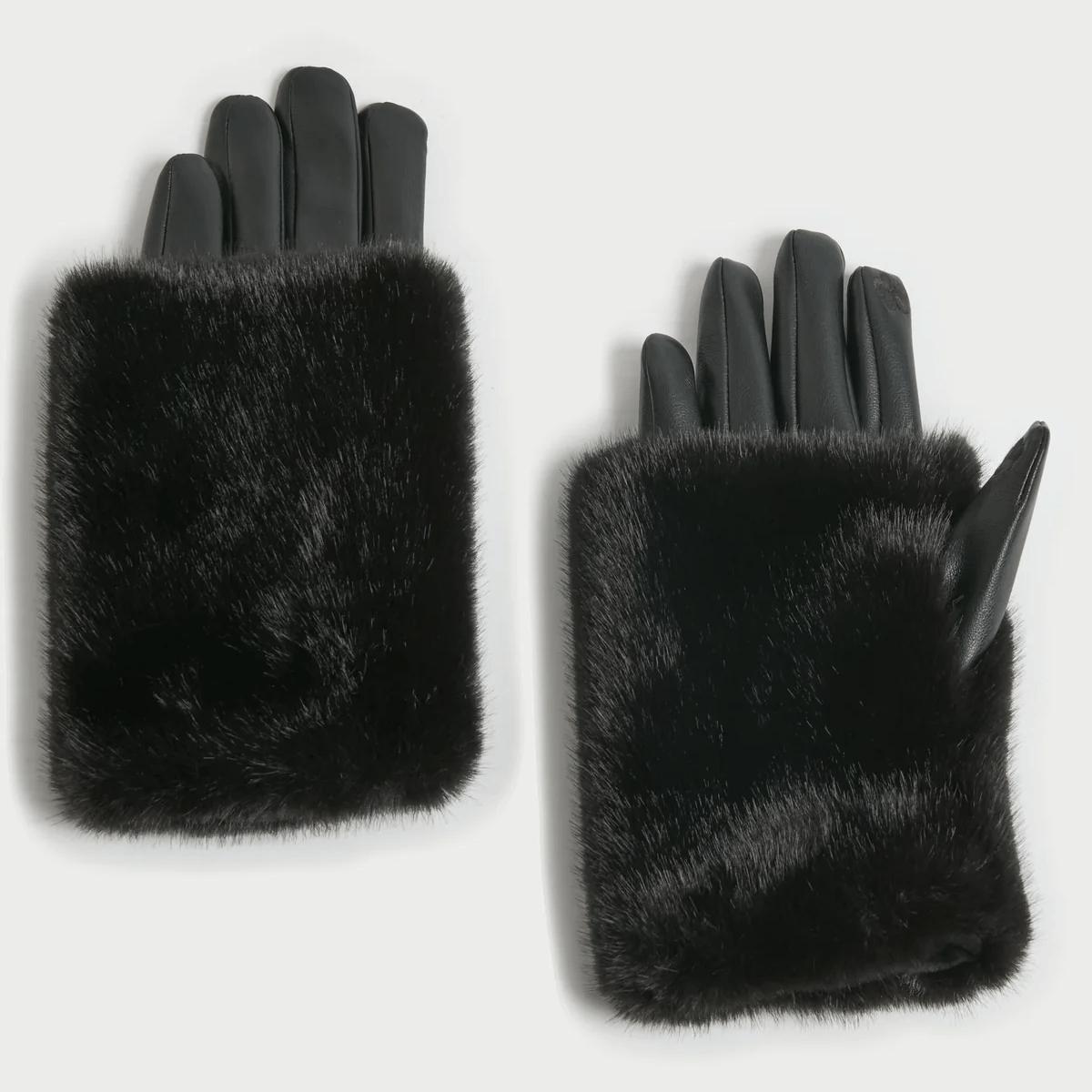 Haystacks Black Lux Fur Overlay Gloves