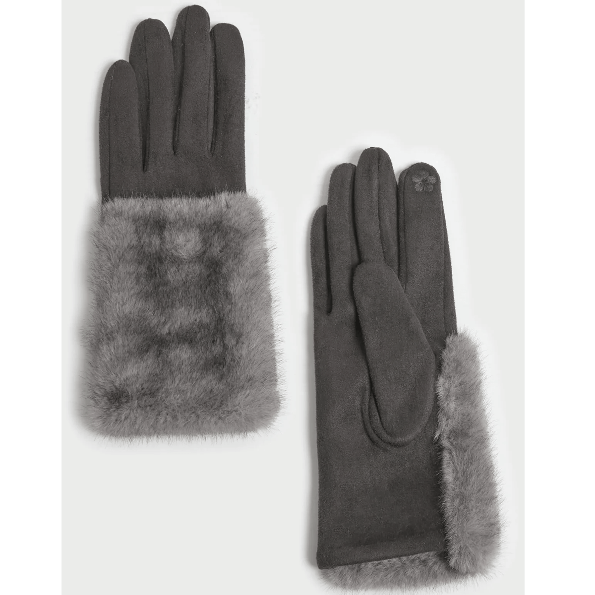 Haystacks Charcoal Gradient Fur Suede Gloves