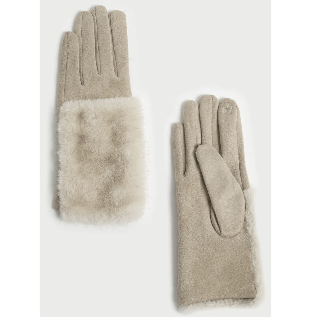 Haystacks Cream Gradient Fur Suede Gloves