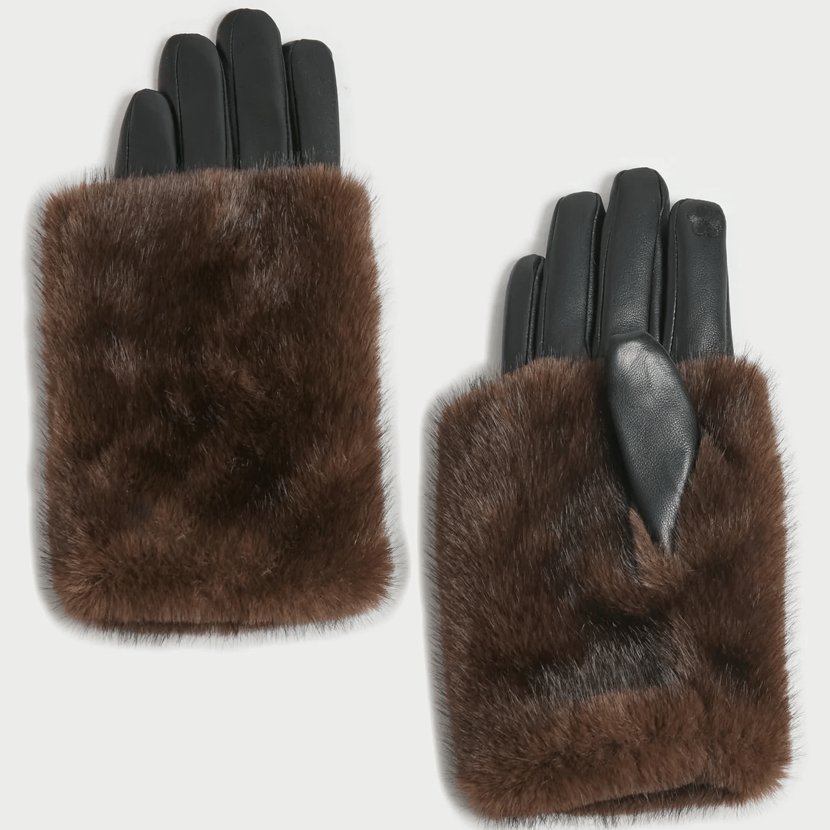 Haystacks Cream Lux Fur Overlay Gloves