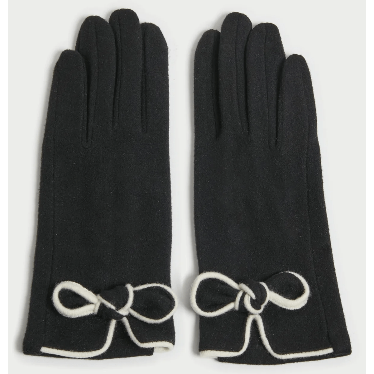 Haystacks Glove Black Piped Bow Trim Gloves