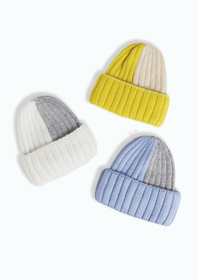 Haystacks Hat Blue Split Color Block Beanie Hat