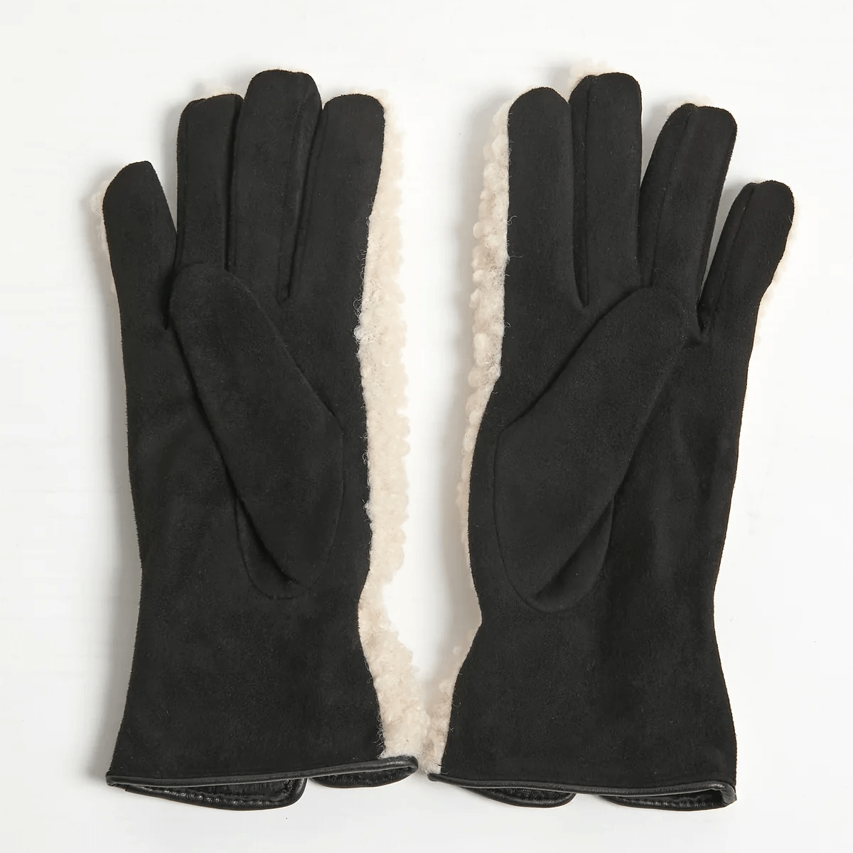 Haystacks Ivory/Black Sherpa Bow Trim Gloves