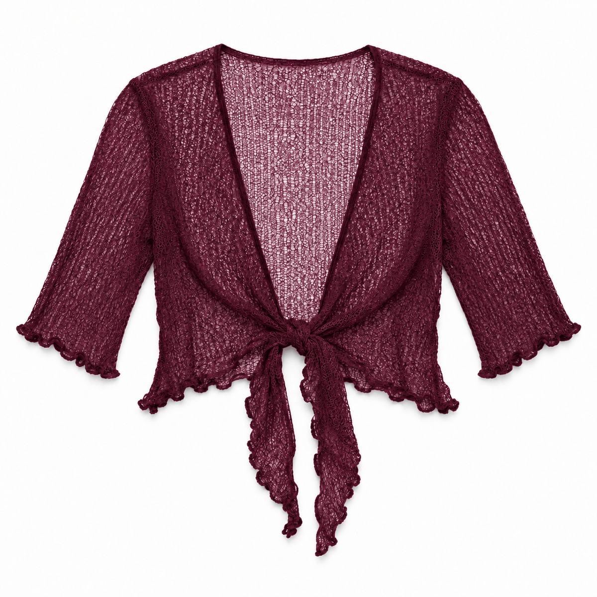 Haystacks shawl Lightweight Knit Cross Front Shrug - Burgundy