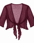 Haystacks shawl Lightweight Knit Cross Front Shrug - Burgundy