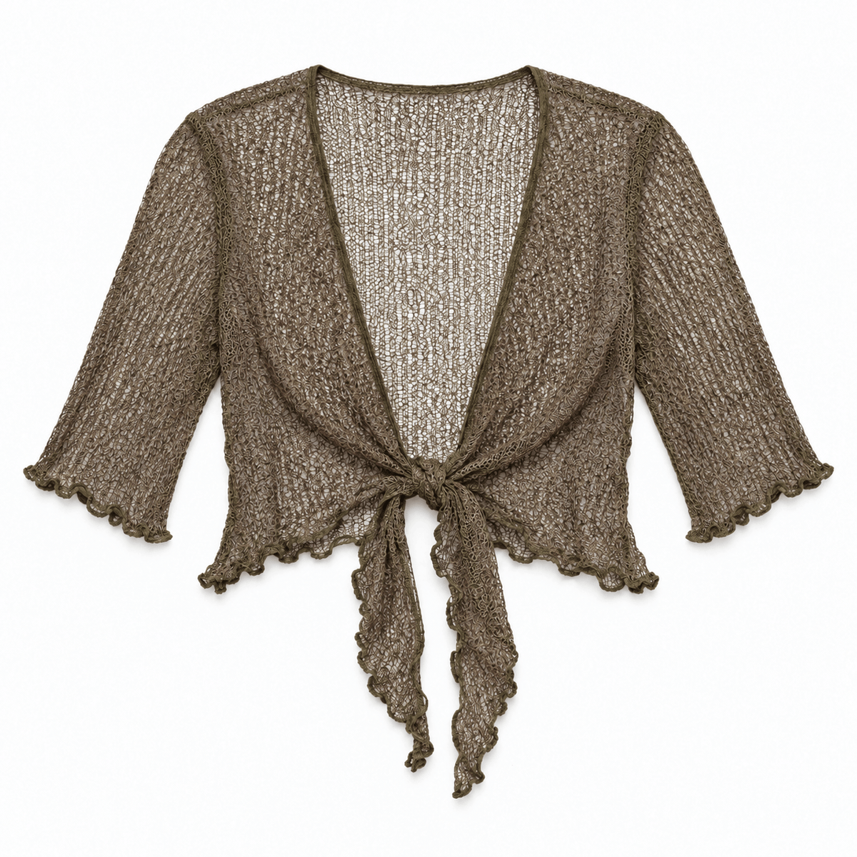 Haystacks shawl Lightweight Knit Cross Front Shrug - Hazelnut
