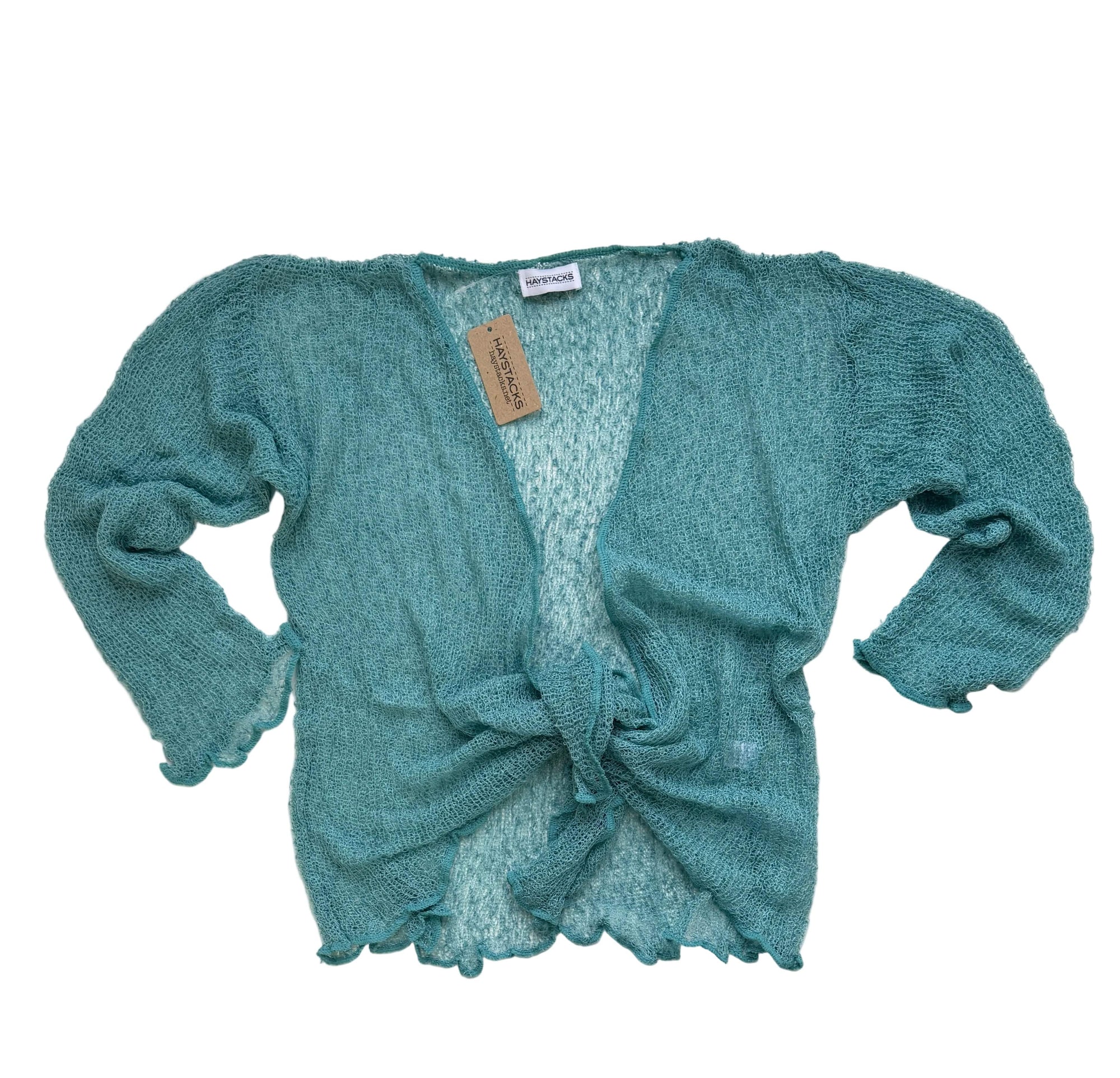 Haystacks shawl Lightweight Knit Cross Front Shrug - Maximum Blue